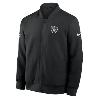 Nike Las Vegas Raiders Sideline  Men's Nfl Full-zip Bomber Jacket In Black