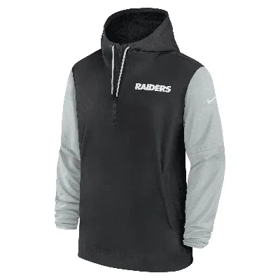 Nike Las Vegas Raiders Sideline Pre-game Player  Men's Nfl 1/2-zip Hooded Jacket In Black