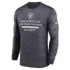 Nike Las Vegas Raiders Sideline Team Issue Velocity  Men's Dri-fit Nfl Long-sleeve T-shirt In Black
