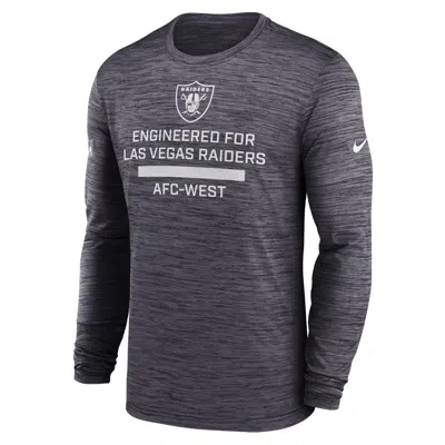 Nike Las Vegas Raiders Sideline Team Issue Velocity  Men's Dri-fit Nfl Long-sleeve T-shirt In Black