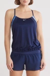 Nike Layered Drawcord Tankini In Pacific Blue