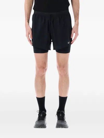 Nike Layered Logo-print Shorts In Black