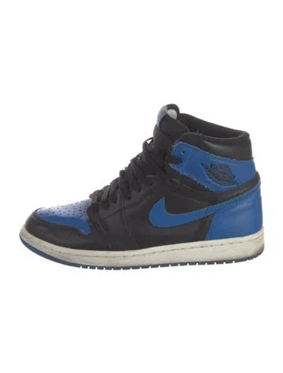 Pre-owned Nike Leather Athletic Sneakers In Black/blue