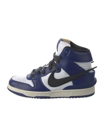 Pre-owned Nike Leather Colorblock Pattern Athletic Sneakers In Blue