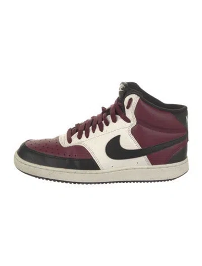 Pre-owned Nike Leather Colorblock Pattern Athletic Sneakers In Burgundy