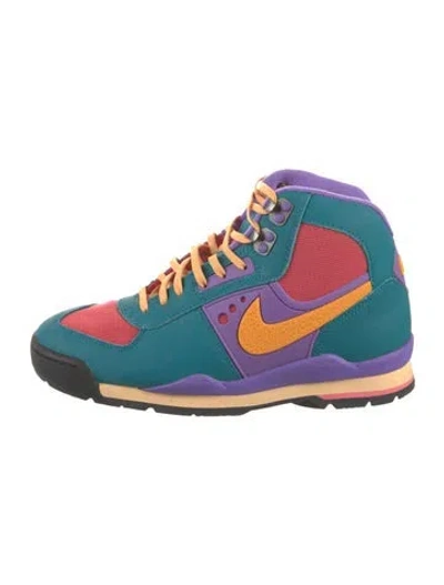 Pre-owned Nike Leather Colorblock Pattern Hiking Boots In Blue
