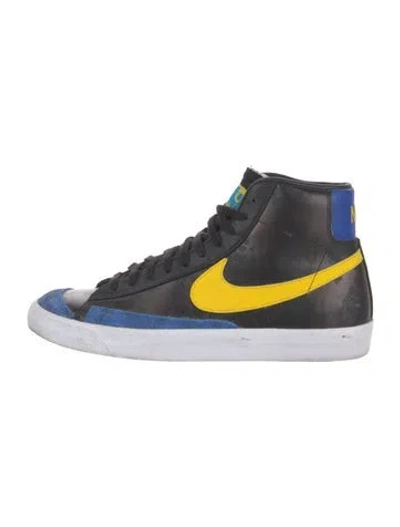 Pre-owned Nike Leather Colorblock Pattern Sneakers In Black