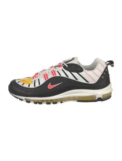 Pre-owned Nike Leather Graphic Print Athletic Sneakers In Black/white
