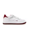 Nike Leather-textured Crimson-trimmed Sneakers In White