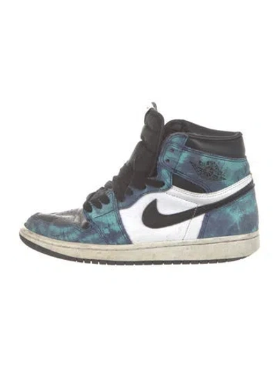 Pre-owned Nike Leather Tie-dye Print Flats In Black