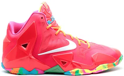 Pre-owned Nike Lebron 11 Fruity Pebbles Sneakers In Laser Crimson/white/pink Flash In Multi