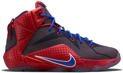 Pre-owned Nike Lebron 12 Superman Sneakers In University Red/game Royal/midnight Navy Blue