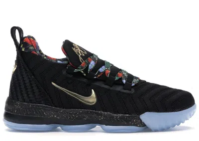 Pre-owned Nike Lebron 16 Watch The Throne Sneakers In Black/metallic Gold/rose Frost