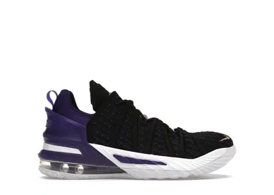 Pre-owned Nike Lebron 18 Lakers Sneakers In Black/metallic Gold/court Purple
