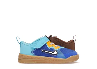 Pre-owned Nike Lebron 18 Low Wile E. Vs Roadrunner Space Jam Sneakers In Racer Blue/baltic Blue/university Gold