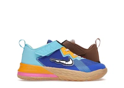 Pre-owned Nike Lebron 18 Low Wile E. Vs Roadrunner Space Jam Sneakers In Racer Blue/baltic Blue/university Gold