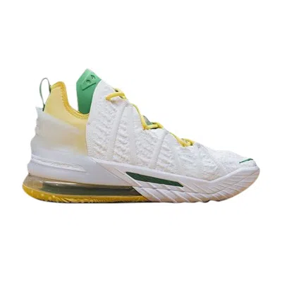 Pre-owned Nike Lebron 18 'oregon Ducks Home' Pe | White | Men's Size 14
