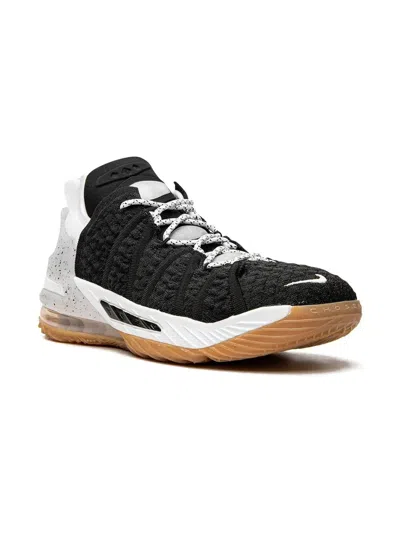 Nike Kids' Lebron 18 Panelled Sneakers In Black/white-gum-medium Brown