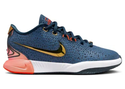 Pre-owned Nike Lebron 21 Olympic Sneakers In Armory Navy Blue/metallic Gold/cosmic Clay