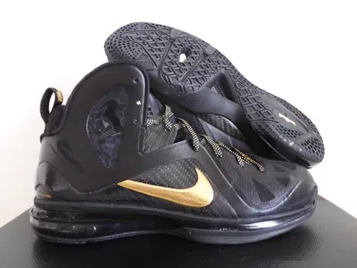 Pre-owned Nike Lebron 9 P.s. Elite "away" Black-metallic Gold-black Sz 11 [516958-002]