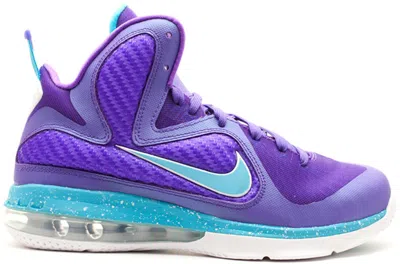 Pre-owned Nike Lebron 9 Summit Lake Hornets Sneakers In Pure Purple/turquoise Blue/white