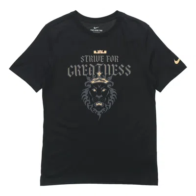 Nike Lebron James Basketball Sports Printing Round Neck Short Sleeve Black