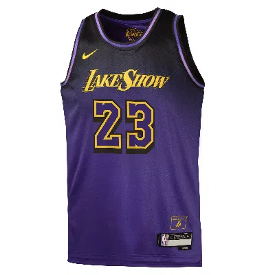 Nike Lebron James Los Angeles Lakers 2024/25 City Edition Big Kids'  Dri-fit Nba Swingman Jersey In Purple