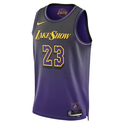 Nike Lebron James Los Angeles Lakers 2024/25 City Edition  Men's Dri-fit Nba Swingman Jersey In Purple
