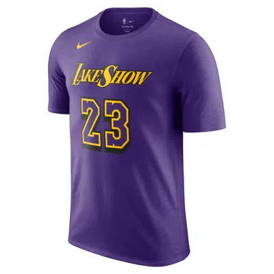 Nike Lebron James Los Angeles Lakers Essential City Edition  Men's Nba T-shirt In Purple