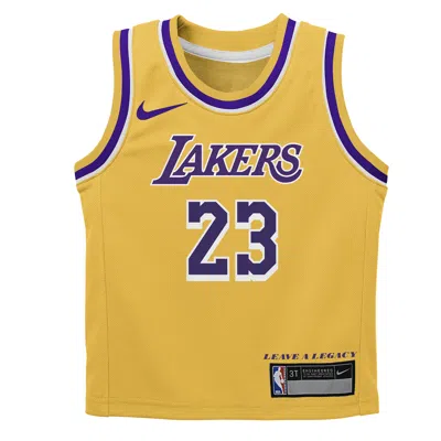 Nike Lebron James Los Angeles Lakers Icon Edition Little Kids'  Nba Replica Jersey In Yellow