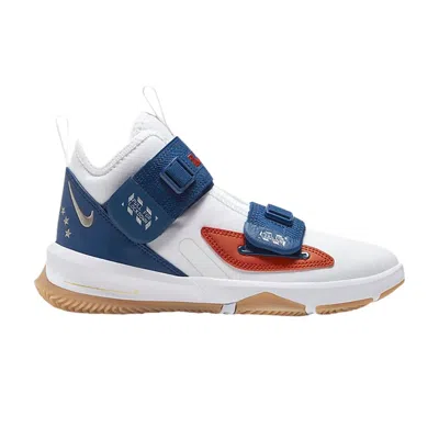 Pre-owned Nike Lebron Soldier 13 La Gs ' White Coastal Blue' | Kid's Size 4.5