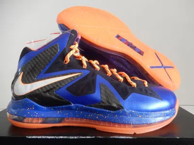 Pre-owned Nike Lebron X 10 Ps Elite "knicks" Hyper Blue-pure Platinum Sz 14 [579827-400] In Silver