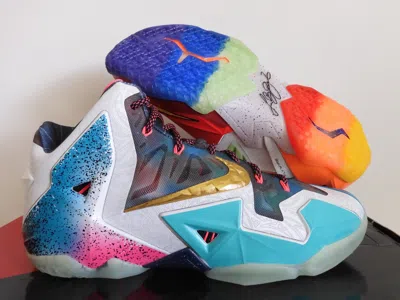 Pre-owned Nike Lebron Xi 11 Premium "what The Lebron" Black-lava Sz 10 [650884-400] In Multicolor