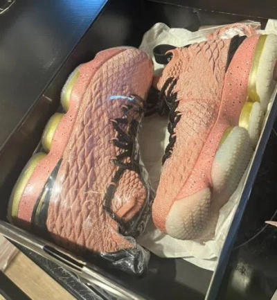 Pre-owned Nike Lebron Xv 15 Gs 943762-600 “hollywood” 7y/wmn's 8.5 20 21 22 23 In Pink