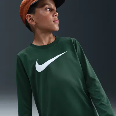 Nike Legend Big Kids' Dri-fit Long-sleeve T-shirt In Green