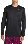 Nike Men's Dri-fit Legend Long-sleeve Fitness Top In Black/matte Silver