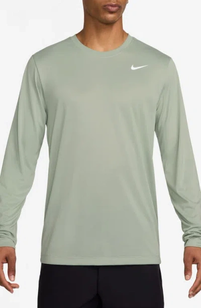 Nike Legend Long Sleeve Dri-fit Training T-shirt In Jade Horizon/white