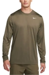 Nike Men's Dri-fit Legend Long-sleeve Fitness Top In Medium Olive/white