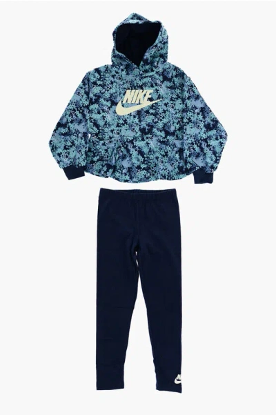 Nike Leggings And Floral-motif Fresh Cut Hoodie Set
