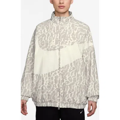 Nike Leopard Print Swoosh Water Repellent Jacket In Multi