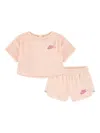 Nike Let's Roll Logo-embroidered Shorts Set In Pink