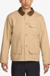 Nike Life Flannel Lined Stretch Cotton Blend Canvas Barn Coat In Neutral
