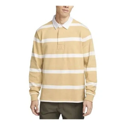 Nike Life Striped Heavyweight Rugby Shirt 'sesame' In Brown