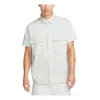 Nike Life Woven Military Short-sleeve Button-down Shirt 'light Silver' In White