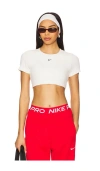 Nike Light-support Sports Bra Tee In Sail  Heather  & Black