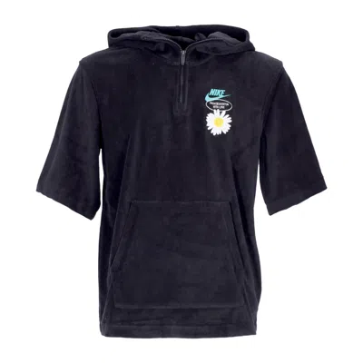 Nike Lightweight Hooded Sweatshirt Short Sleeve Men's Sportswear Short-sleeve Top Black/washed Teal