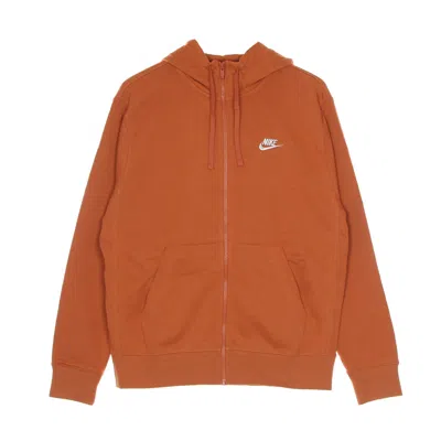 Nike Lightweight Hooded Sweatshirt With Zip Men's Sportswear Club Hoodie Full Zip French Terry Light Sien In Orange