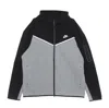 Nike Lightweight Hooded Sweatshirt With Zip Men's Sportswear Tech Fleece Hoodie Black/dk Gray Heather/whi In Black/dk Grey Heather/white