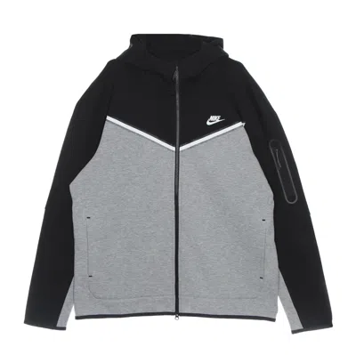 Nike Lightweight Hooded Sweatshirt With Zip Men's Sportswear Tech Fleece Hoodie Black/dk Gray Heather/whi In Black/dk Grey Heather/white