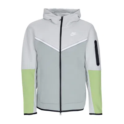 Nike Lightweight Hooded Sweatshirt With Zip Men Sportswear Tech Fleece Hoodie Light Silver/dusty Sage/whi In Light Silver/dusty Sage/white